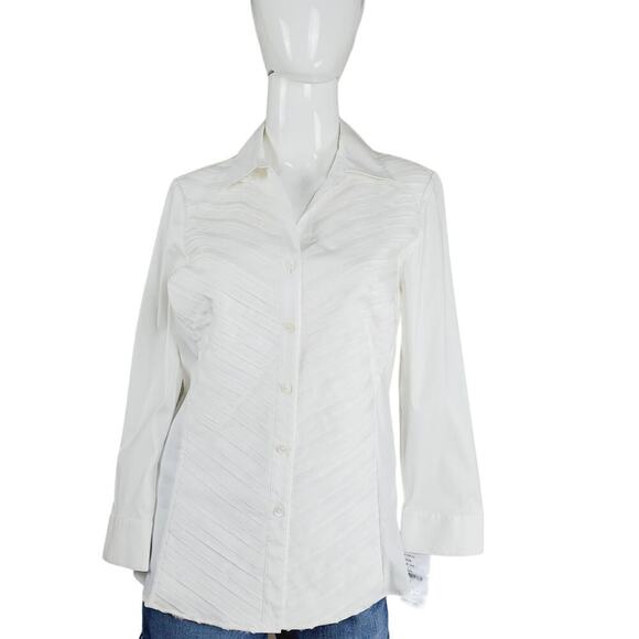 Lafayette 148 New York Long Sleeves Button Up Women Casual Classic White Top - Picture 10 of 13